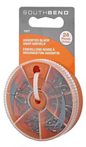 South Bend 1007 Black Snap Swivels Assortment w/Dial Box